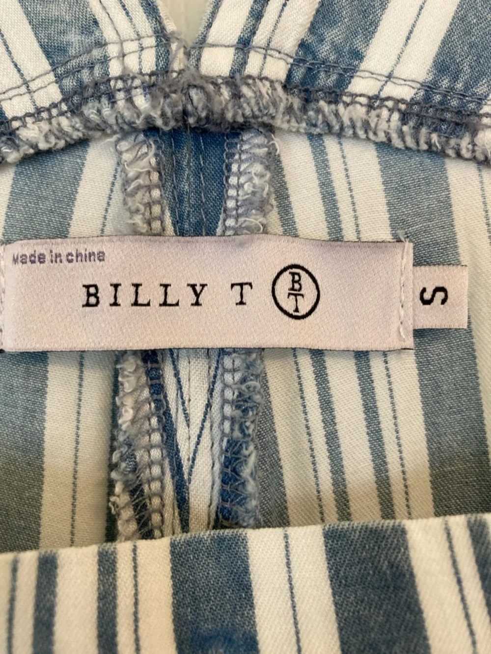 Billy T Striped Blue & White Women's Cotton Overalls Jumpsuit - Picture 2 of 11